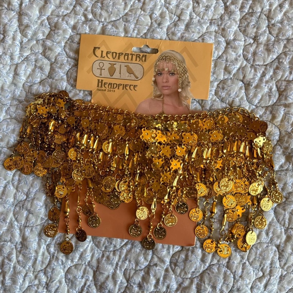 Gold Coin Headpiece - Halloween Costume Acessories Cleopatra Genie Gypsy Egypt